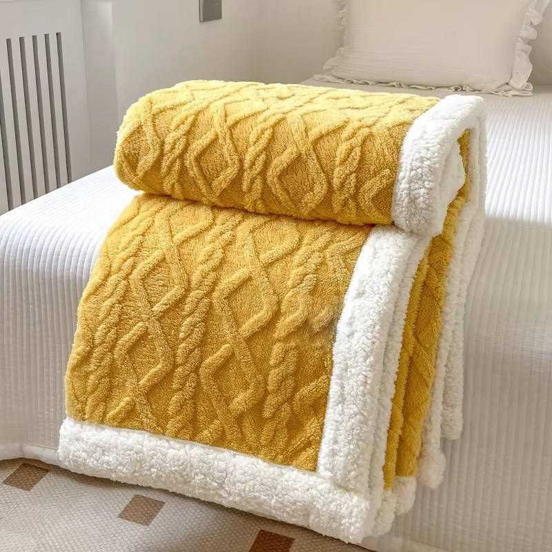 Fleecedecke doppelseitig mit 3D-Jacquardmuster – kuscheldecke flauschig für Sofa und Bett – image 1