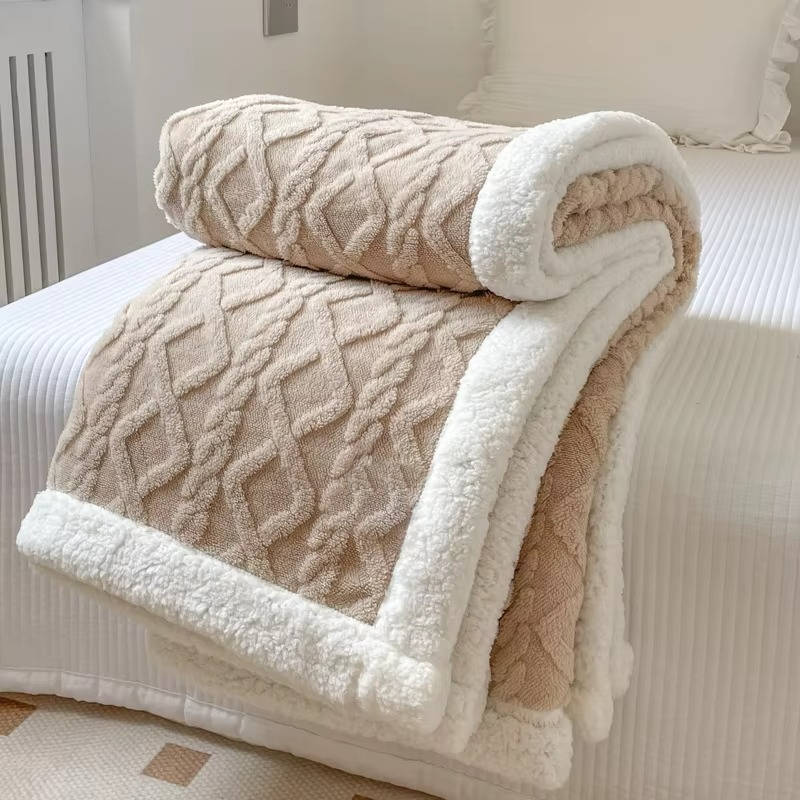 Fleecedecke doppelseitig mit 3D-Jacquardmuster – kuscheldecke flauschig für Sofa und Bett – image 3