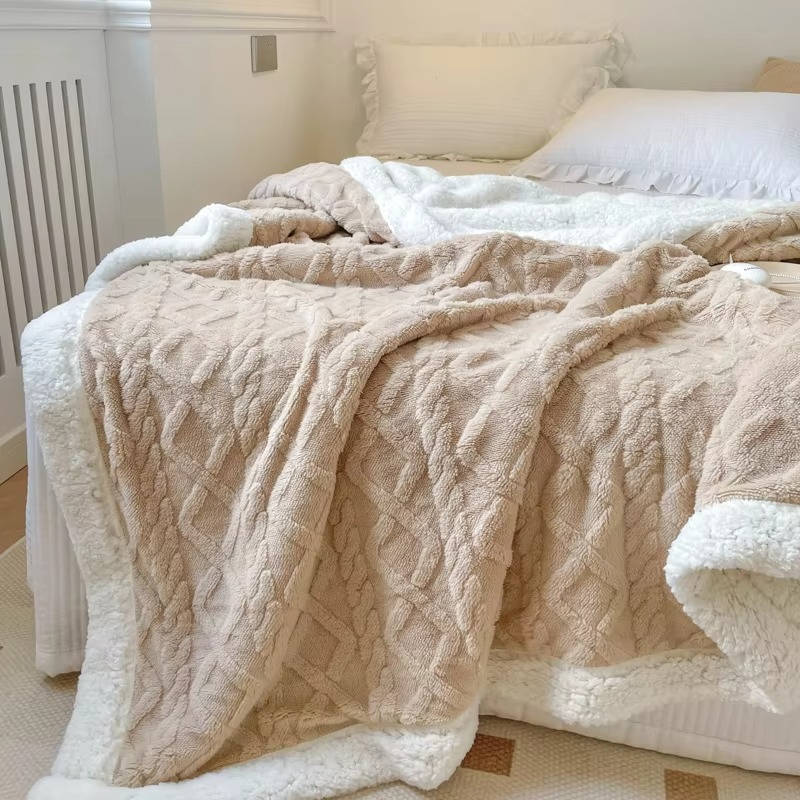 Fleecedecke doppelseitig mit 3D-Jacquardmuster – kuscheldecke flauschig für Sofa und Bett – image 5