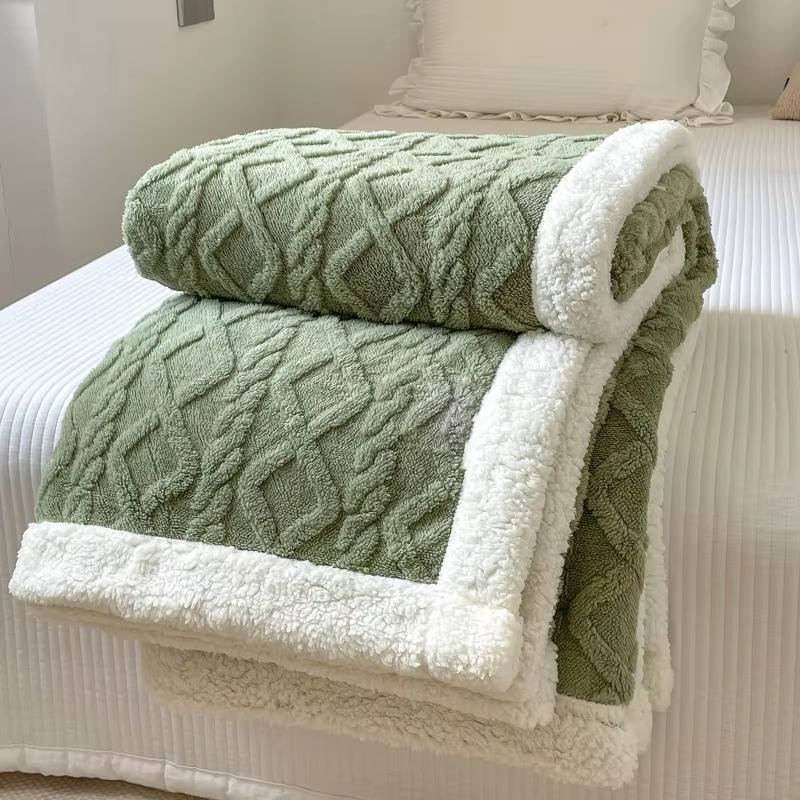 Fleecedecke doppelseitig mit 3D-Jacquardmuster – kuscheldecke flauschig für Sofa und Bett – image 8