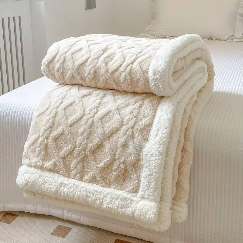 Fleecedecke doppelseitig mit 3D-Jacquardmuster – kuscheldecke flauschig für Sofa und Bett – image 11
