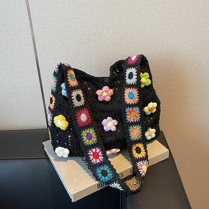 Handgefertigte Häkel-Umhängetasche für Damen im Boho-Stil