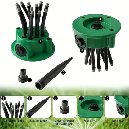Garten-Bewässerungssprinkler – 360° Automatik, 12 Düsen, wassersparend, für Balkon & Garten